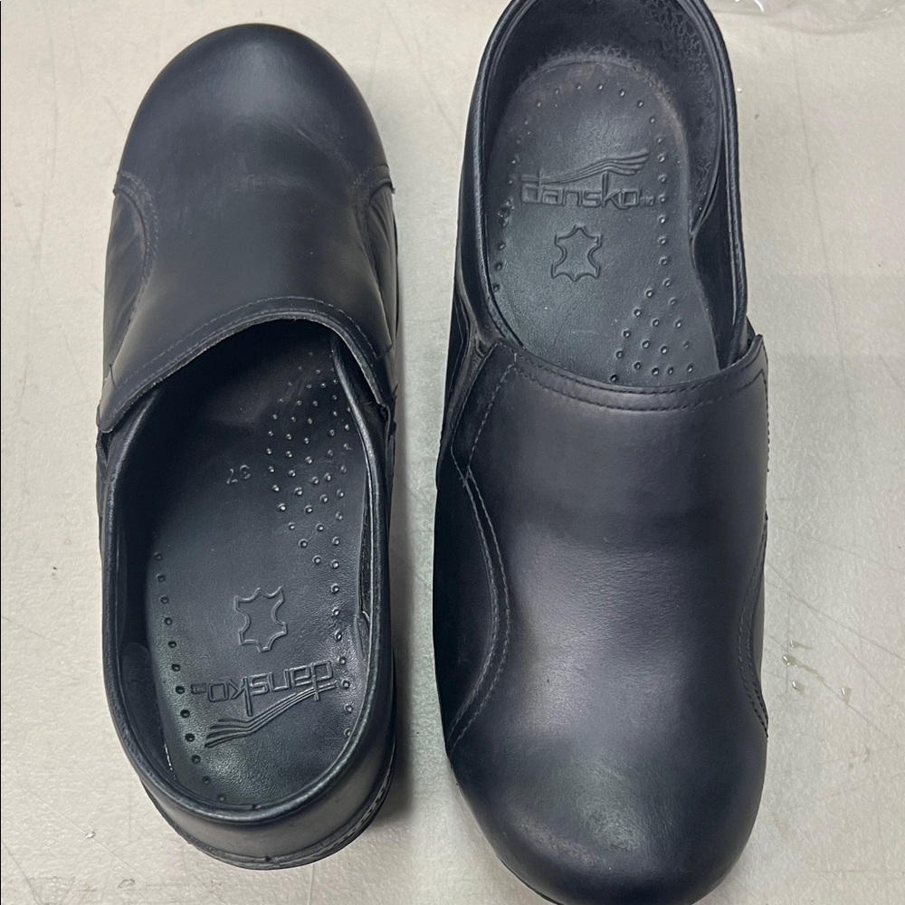 Dansko Black Leather Mules